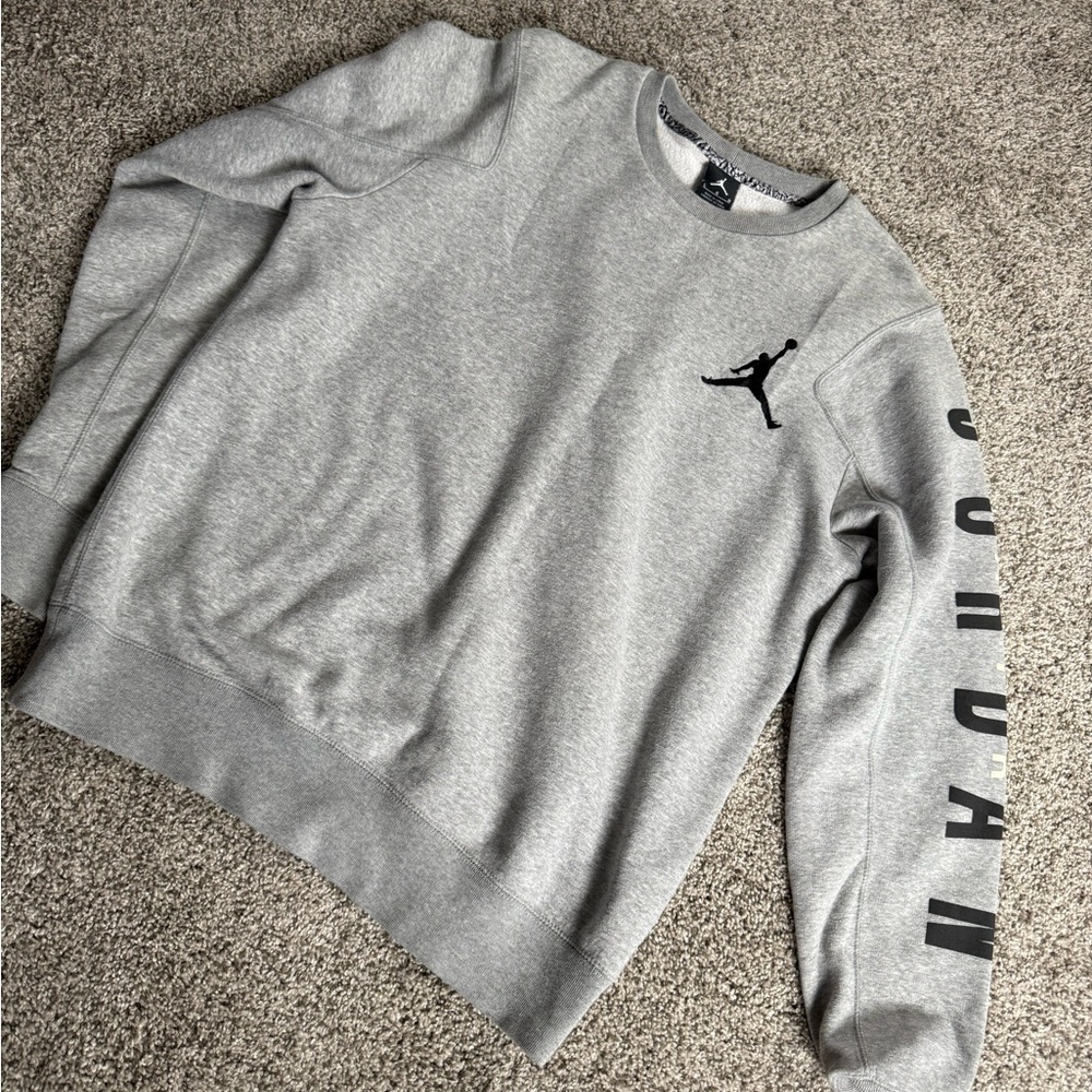 Jordan Gray Crewneck Sweater with Jumpman Logo